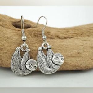 5/20 Silver Sloth Dangle Earrings